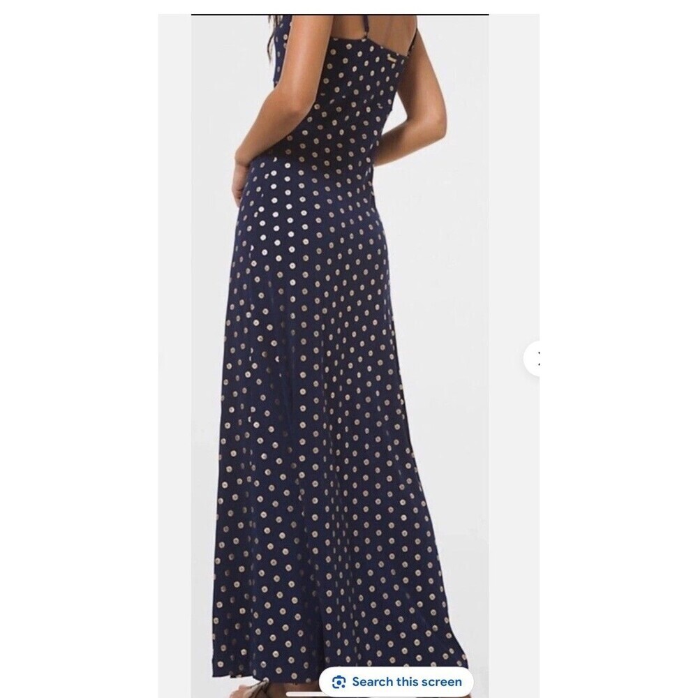 Michael Kors metallic print maxi dress strappy beach cruise vacation blue XS
